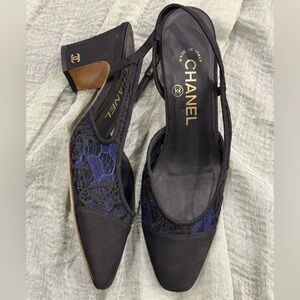 Chanel Lace Slingback heels